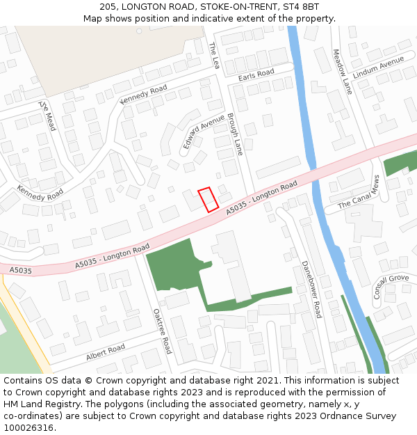 205, LONGTON ROAD, STOKE-ON-TRENT, ST4 8BT: Location map and indicative extent of plot