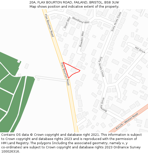 20A, FLAX BOURTON ROAD, FAILAND, BRISTOL, BS8 3UW: Location map and indicative extent of plot