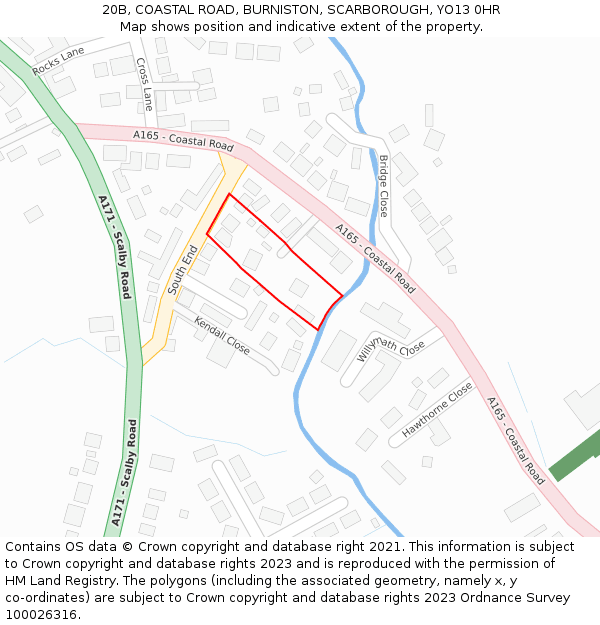 20B, COASTAL ROAD, BURNISTON, SCARBOROUGH, YO13 0HR: Location map and indicative extent of plot