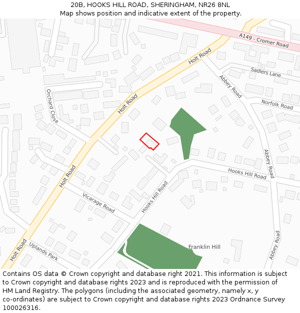 20B, HOOKS HILL ROAD, SHERINGHAM, NR26 8NL: Location map and indicative extent of plot