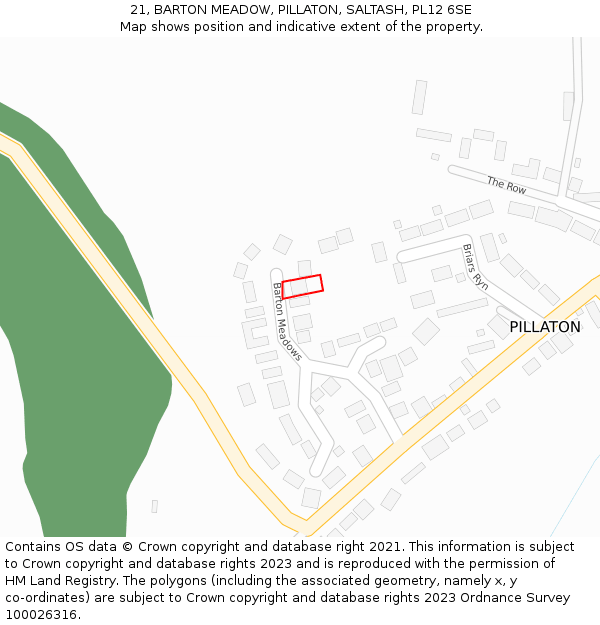 21, BARTON MEADOW, PILLATON, SALTASH, PL12 6SE: Location map and indicative extent of plot