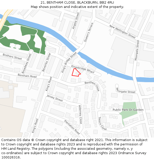 21, BENTHAM CLOSE, BLACKBURN, BB2 4RU: Location map and indicative extent of plot