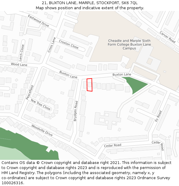 21, BUXTON LANE, MARPLE, STOCKPORT, SK6 7QL: Location map and indicative extent of plot