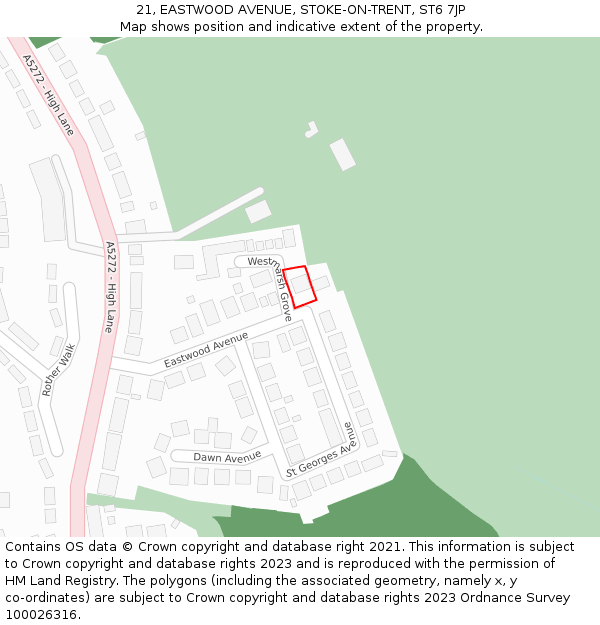 21, EASTWOOD AVENUE, STOKE-ON-TRENT, ST6 7JP: Location map and indicative extent of plot