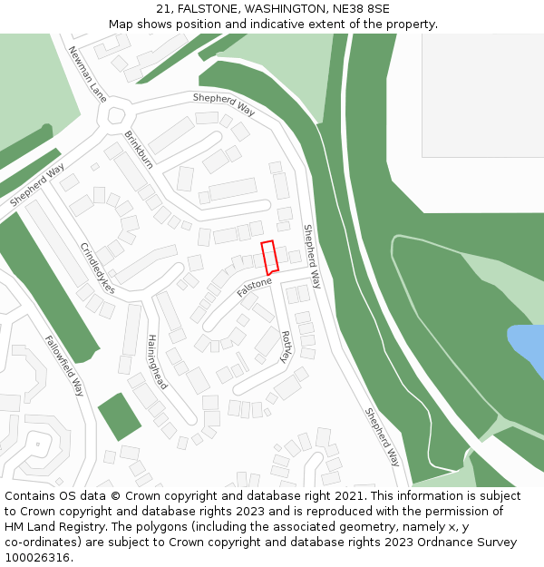 21, FALSTONE, WASHINGTON, NE38 8SE: Location map and indicative extent of plot
