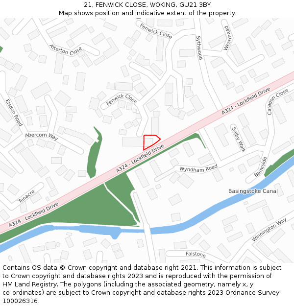 21, FENWICK CLOSE, WOKING, GU21 3BY: Location map and indicative extent of plot