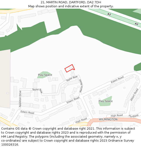 21, MARTIN ROAD, DARTFORD, DA2 7DH: Location map and indicative extent of plot