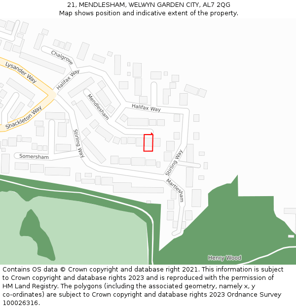 21, MENDLESHAM, WELWYN GARDEN CITY, AL7 2QG: Location map and indicative extent of plot