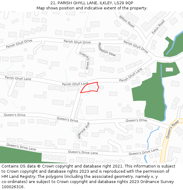 21, PARISH GHYLL LANE, ILKLEY, LS29 9QP: Location map and indicative extent of plot