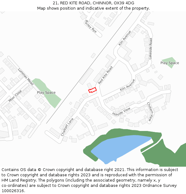 21, RED KITE ROAD, CHINNOR, OX39 4DG: Location map and indicative extent of plot