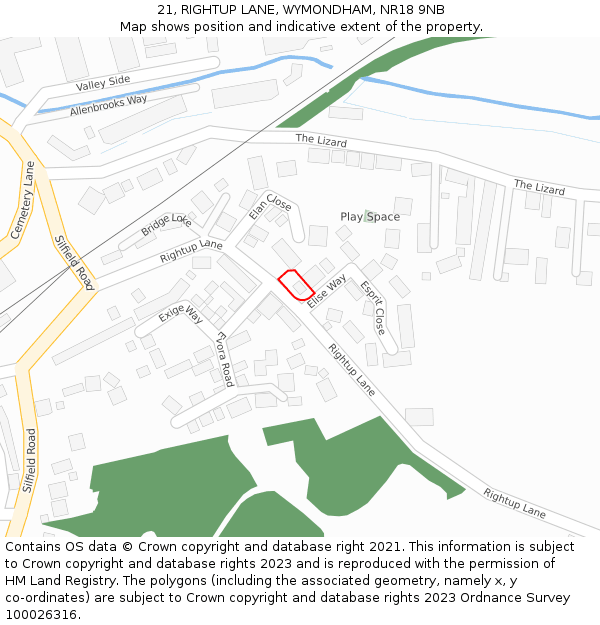 21, RIGHTUP LANE, WYMONDHAM, NR18 9NB: Location map and indicative extent of plot