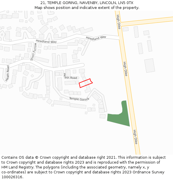 21, TEMPLE GORING, NAVENBY, LINCOLN, LN5 0TX: Location map and indicative extent of plot