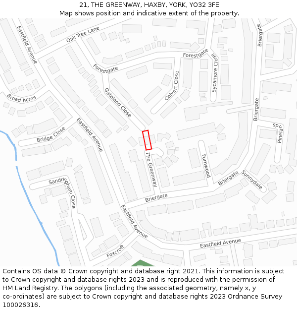 21, THE GREENWAY, HAXBY, YORK, YO32 3FE: Location map and indicative extent of plot