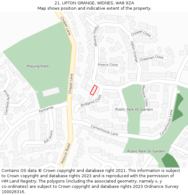 21, UPTON GRANGE, WIDNES, WA8 9ZA: Location map and indicative extent of plot