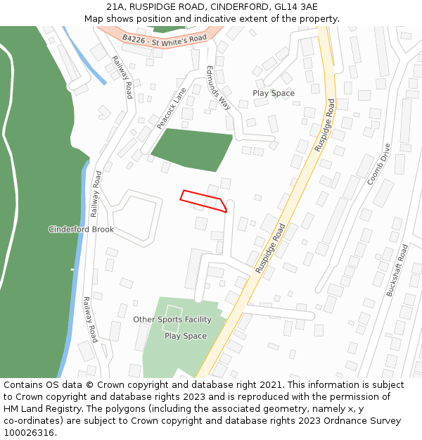 21A, RUSPIDGE ROAD, CINDERFORD, GL14 3AE: Location map and indicative extent of plot