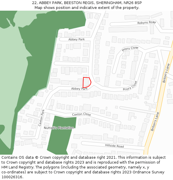 22, ABBEY PARK, BEESTON REGIS, SHERINGHAM, NR26 8SP: Location map and indicative extent of plot