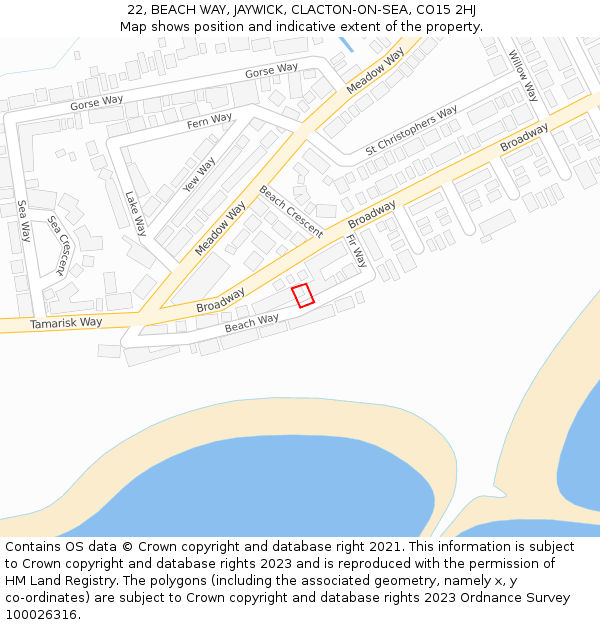 22, BEACH WAY, JAYWICK, CLACTON-ON-SEA, CO15 2HJ: Location map and indicative extent of plot