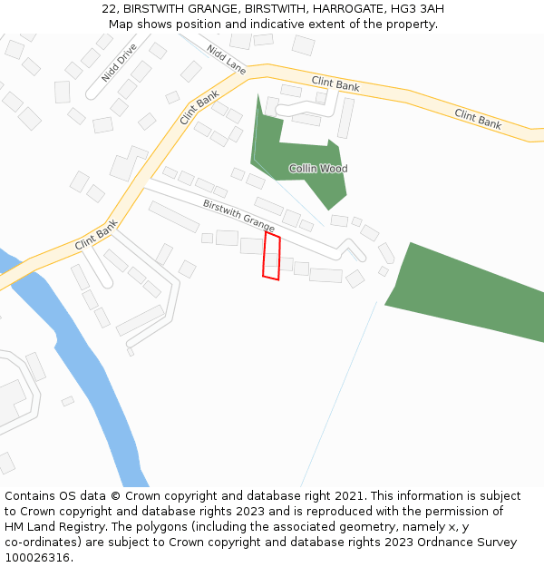 22, BIRSTWITH GRANGE, BIRSTWITH, HARROGATE, HG3 3AH: Location map and indicative extent of plot