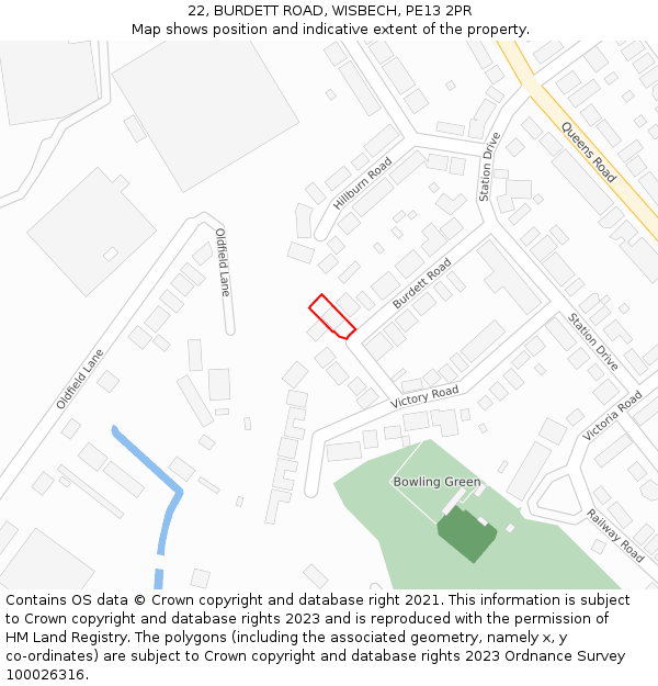 22, BURDETT ROAD, WISBECH, PE13 2PR: Location map and indicative extent of plot