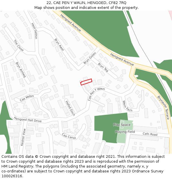 22, CAE PEN Y WAUN, HENGOED, CF82 7RQ: Location map and indicative extent of plot