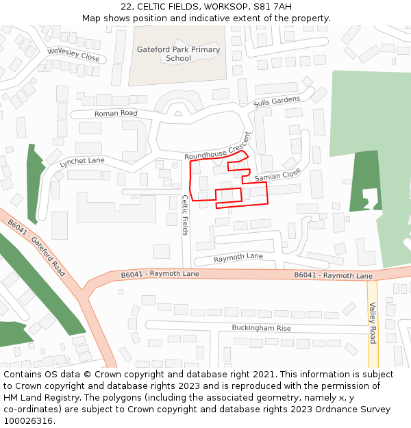 22, CELTIC FIELDS, WORKSOP, S81 7AH: Location map and indicative extent of plot