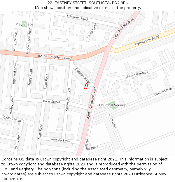 22, EASTNEY STREET, SOUTHSEA, PO4 9PU: Location map and indicative extent of plot