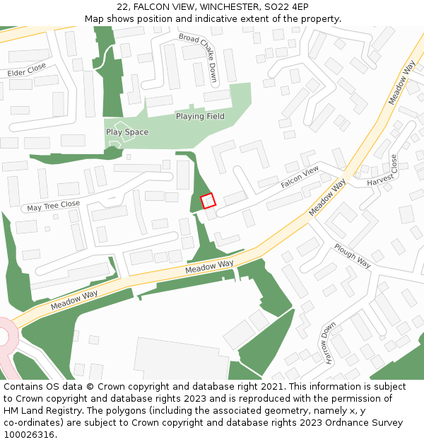 22, FALCON VIEW, WINCHESTER, SO22 4EP: Location map and indicative extent of plot