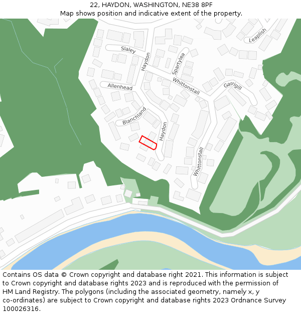 22, HAYDON, WASHINGTON, NE38 8PF: Location map and indicative extent of plot