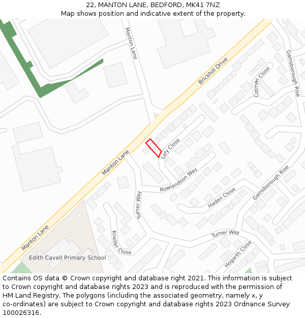 22, MANTON LANE, BEDFORD, MK41 7NZ: Location map and indicative extent of plot