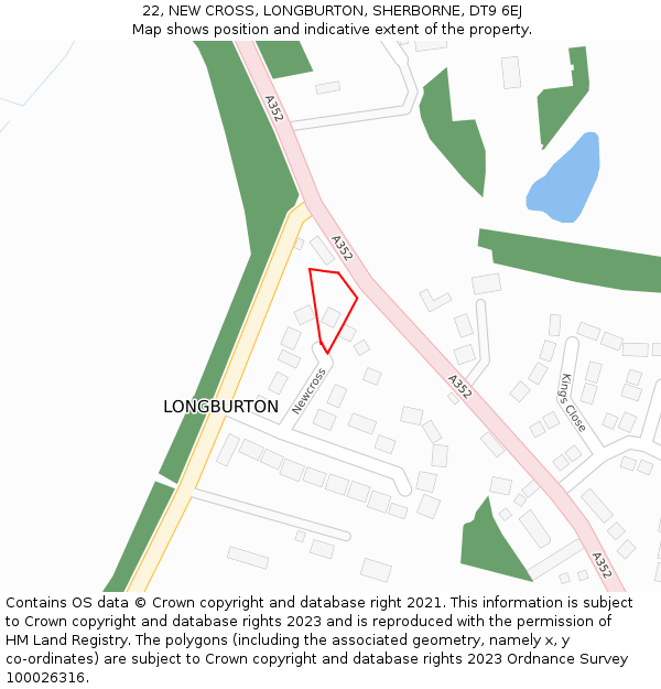 22, NEW CROSS, LONGBURTON, SHERBORNE, DT9 6EJ: Location map and indicative extent of plot