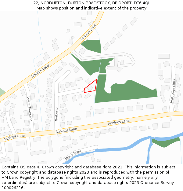 22, NORBURTON, BURTON BRADSTOCK, BRIDPORT, DT6 4QL: Location map and indicative extent of plot