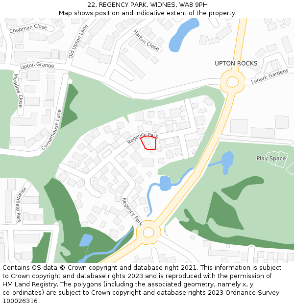 22, REGENCY PARK, WIDNES, WA8 9PH: Location map and indicative extent of plot