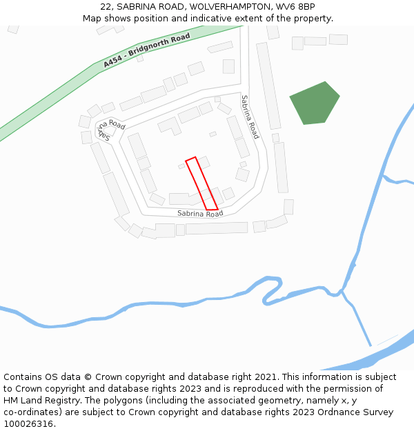 22, SABRINA ROAD, WOLVERHAMPTON, WV6 8BP: Location map and indicative extent of plot