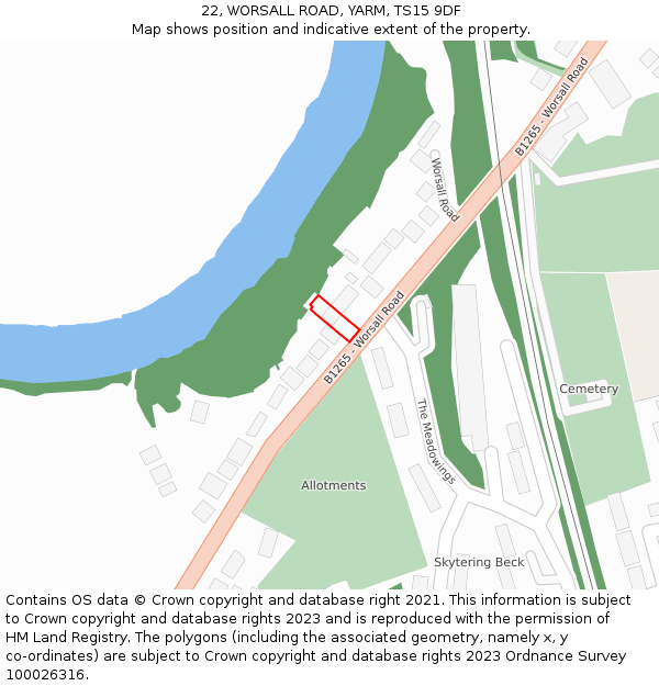 22, WORSALL ROAD, YARM, TS15 9DF: Location map and indicative extent of plot