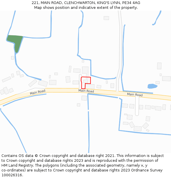 221, MAIN ROAD, CLENCHWARTON, KING'S LYNN, PE34 4AG: Location map and indicative extent of plot