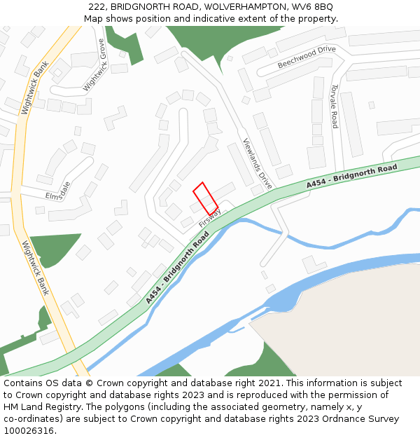 222, BRIDGNORTH ROAD, WOLVERHAMPTON, WV6 8BQ: Location map and indicative extent of plot