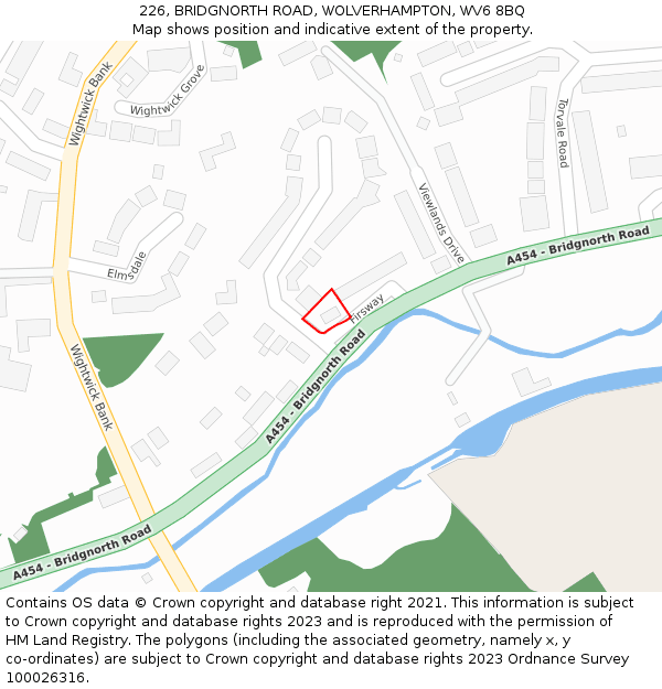 226, BRIDGNORTH ROAD, WOLVERHAMPTON, WV6 8BQ: Location map and indicative extent of plot