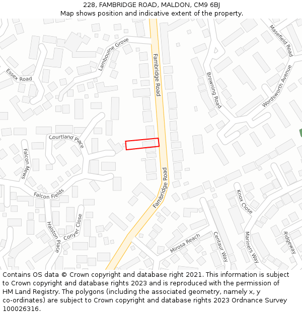 228, FAMBRIDGE ROAD, MALDON, CM9 6BJ: Location map and indicative extent of plot