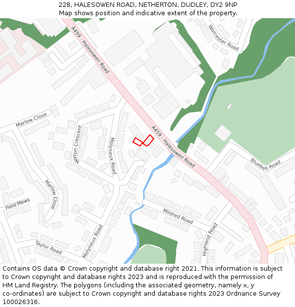 228, HALESOWEN ROAD, NETHERTON, DUDLEY, DY2 9NP: Location map and indicative extent of plot