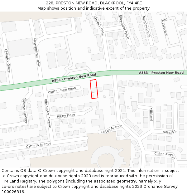 228, PRESTON NEW ROAD, BLACKPOOL, FY4 4RE: Location map and indicative extent of plot