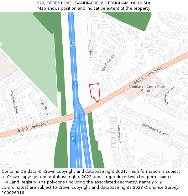 229, DERBY ROAD, SANDIACRE, NOTTINGHAM, NG10 5HH: Location map and indicative extent of plot