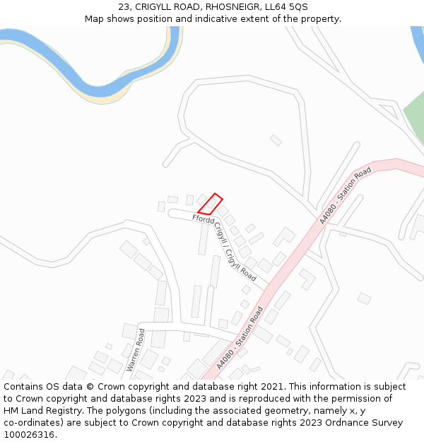 23, CRIGYLL ROAD, RHOSNEIGR, LL64 5QS: Location map and indicative extent of plot