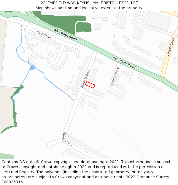 23, FAIRFIELD WAY, KEYNSHAM, BRISTOL, BS31 1GE: Location map and indicative extent of plot