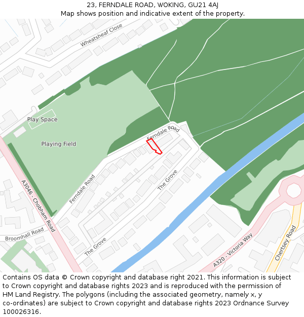 23, FERNDALE ROAD, WOKING, GU21 4AJ: Location map and indicative extent of plot