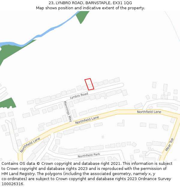 23, LYNBRO ROAD, BARNSTAPLE, EX31 1QG: Location map and indicative extent of plot