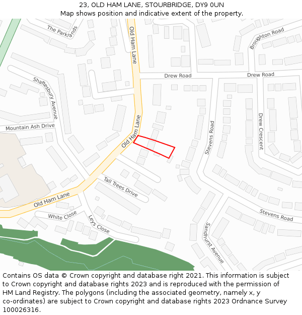 23, OLD HAM LANE, STOURBRIDGE, DY9 0UN: Location map and indicative extent of plot