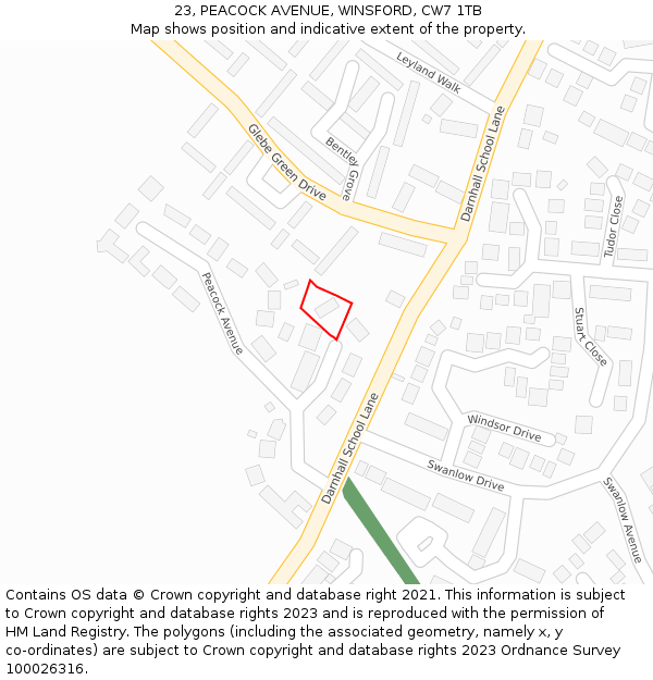 23, PEACOCK AVENUE, WINSFORD, CW7 1TB: Location map and indicative extent of plot