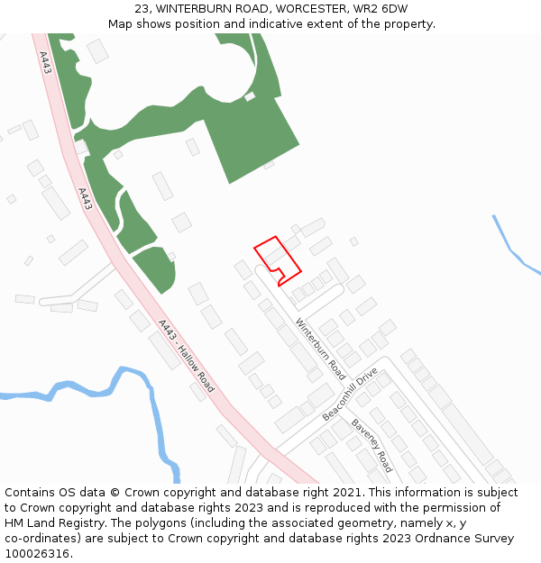 23, WINTERBURN ROAD, WORCESTER, WR2 6DW: Location map and indicative extent of plot
