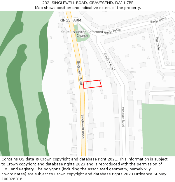 232, SINGLEWELL ROAD, GRAVESEND, DA11 7RE: Location map and indicative extent of plot