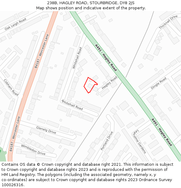 238B, HAGLEY ROAD, STOURBRIDGE, DY8 2JS: Location map and indicative extent of plot